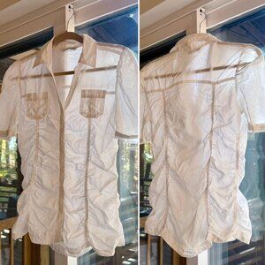 UNIQUE 'Blue-Exchange' jfashion/Yume kawaii blouse w/ ruching / tucked pleating